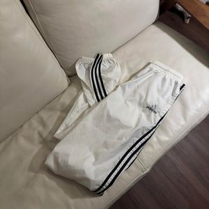 adidas White Track Pants with Black Stripes